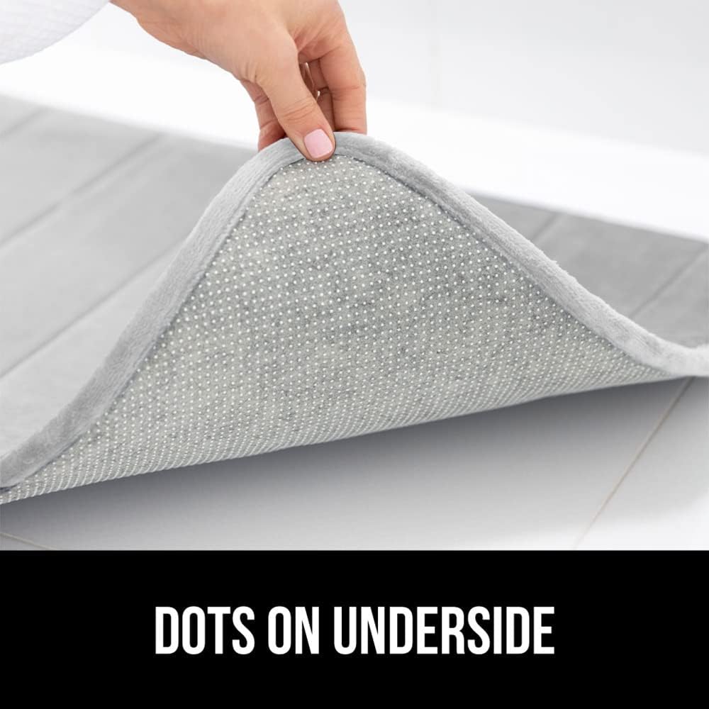 GORILLA GRIP Memory Foam Bath Mat, Soft Absorbent US Designed Bathroom Rug, Gripping Dots Machine Washable Bathmat, Cushioned Floor Mats, Shower Sink Rugs Room Décor Accessories, 36x24 Light Gray