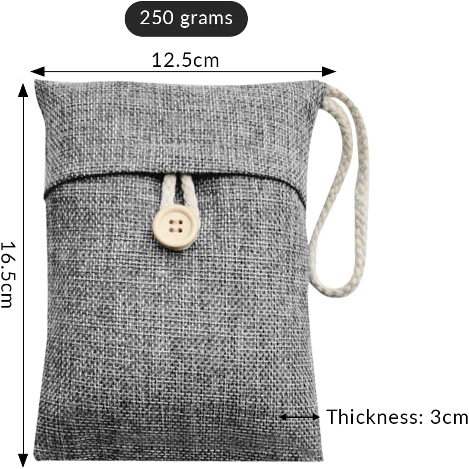 4 Pack charcoal odor absorber,Bamboo Charcoals Air Purifying Bag Charcoals Deodorizer Eliminator for Strong Odors in Car, Closet, Shoe, Basement (250G*4 Pack Gray-2, Unscented)