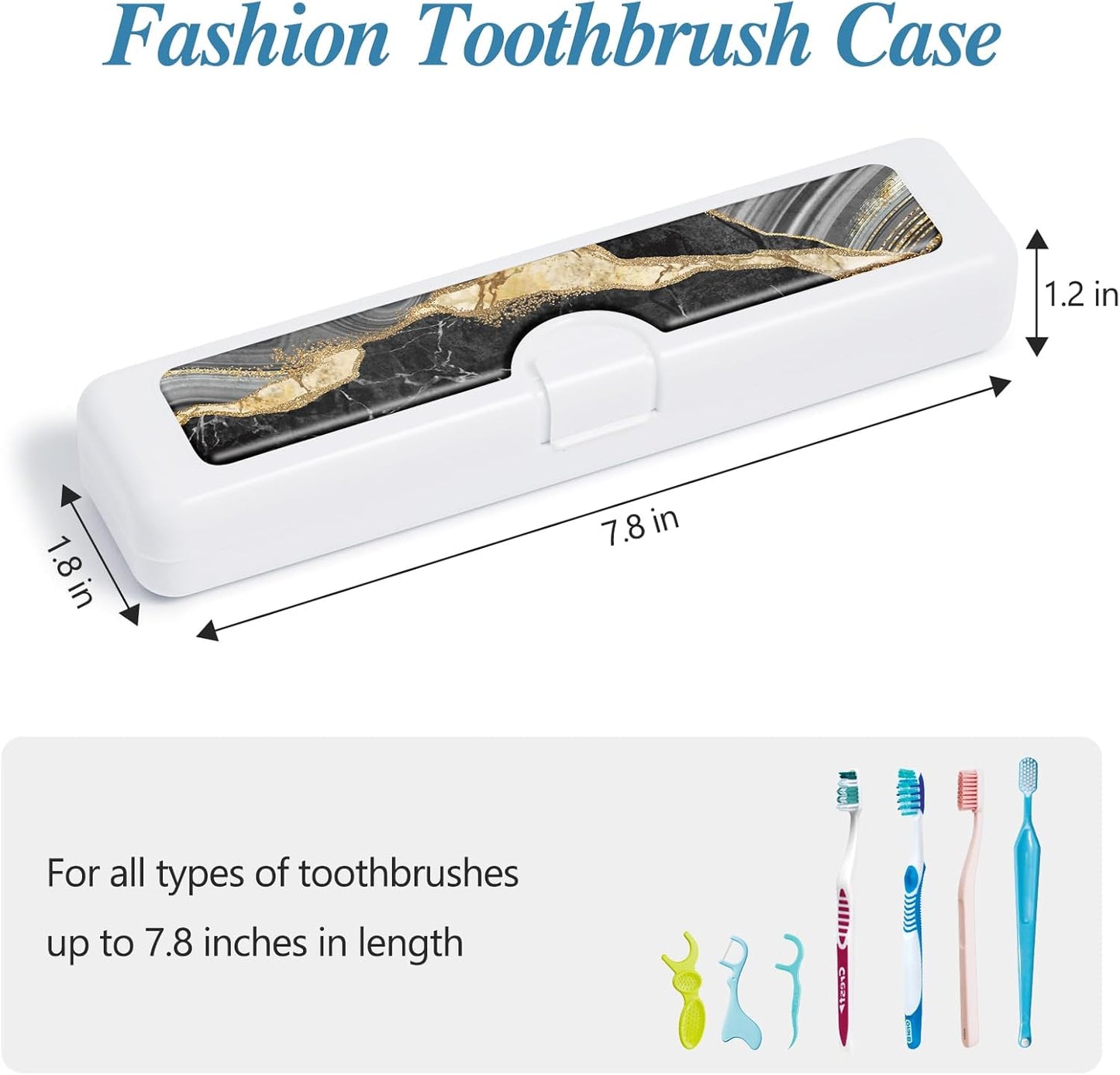 2 Pcs Toothbrush Travel Case - Colorful Pattern, Holder and Covers for Toothbrushes, Includes Tongue Scraper Case