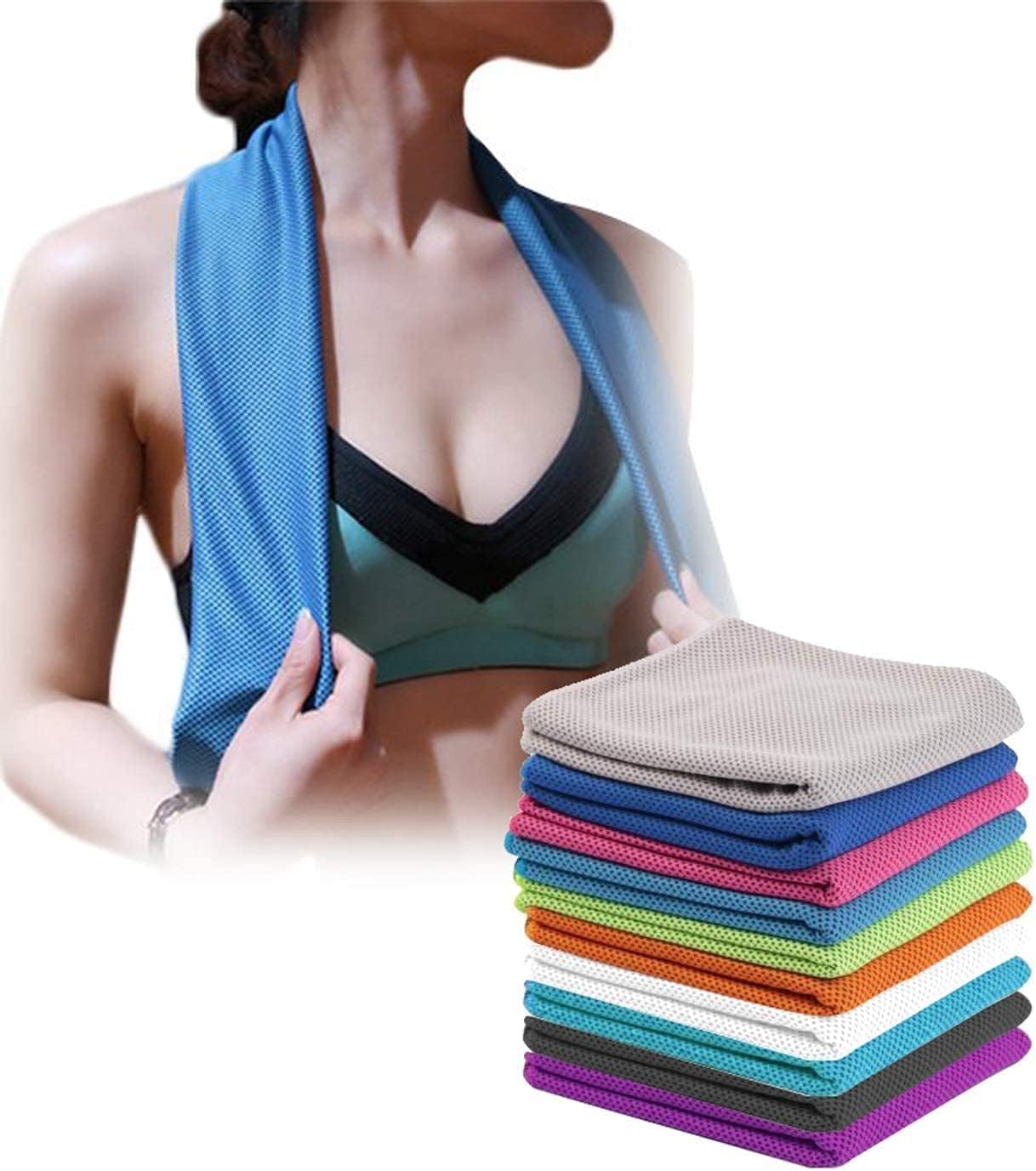 SMALLElectric 4 Packs 40"x 12" Microfiber Cooling Towel, Temperature Regulating, Multicolor, 4 Count, Sports/Workout