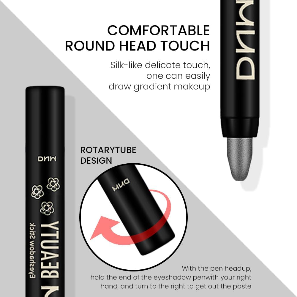 evpct 4Pcs Cream Eyeshadow Pencil Bulk Stick Set for Eyes Waterproof Pearl White Pearl Black Violet Purple Royal Blue Shimmer Metallic Eyeshadow Crayon Stick sombras en crema para ojos