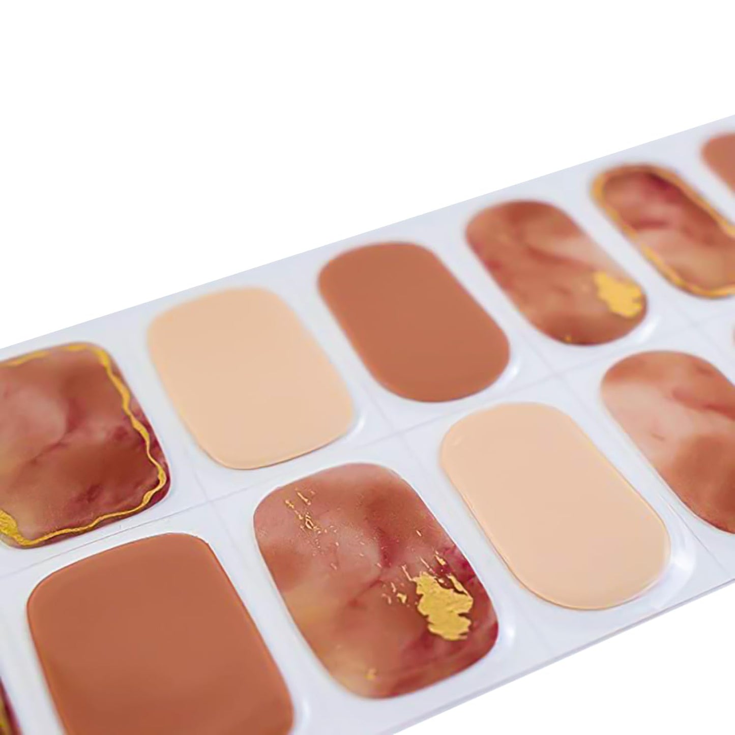 WOKOTO 20 Tips Pink Marble Design Semi-Cured Real Gel Nail Polish Strips Wraps Set With Nail File And Wood Stick On Full Press On Nail Stickers For Women Girls Gel Nail Strips Set Nail Gel Wraps