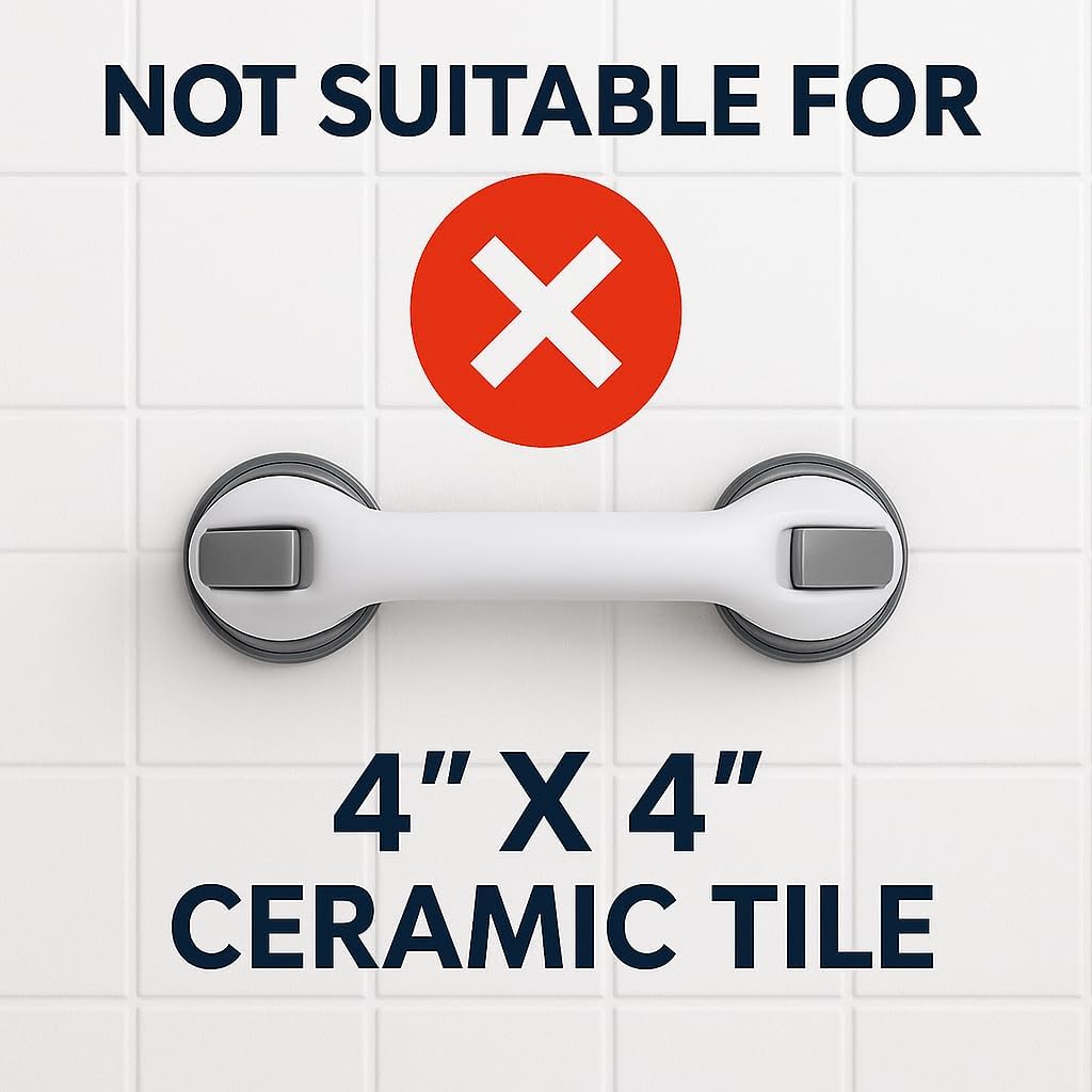 2 Pack Grab Bars for Bathtubs and Showers, Shower Handles for Elderly Seniors bar Safety 500 lbs Walls Handicap Heavy Duty Holder Hooks to Lift Large Tile Glass Suction Cups Tool