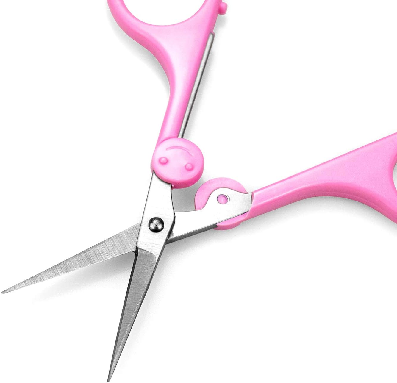Eyebrow Scissors, Small Scissors for Facial, Nose, Eyebrow, Mustache, and Beard Hair Trimming & Grooming, Straight Edge, Pink Long Cap