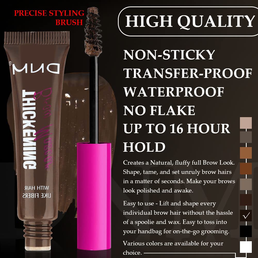Kaely 2Pcs Thickening Brow Mascara,Tinted Eyebrow Gel Waterproof,Eyebrow Color Makeup,Brow Fast Sculpt,Vegan,Cruelty Free,maquillaje gel para cejas a prueba de agua,07 Espresso
