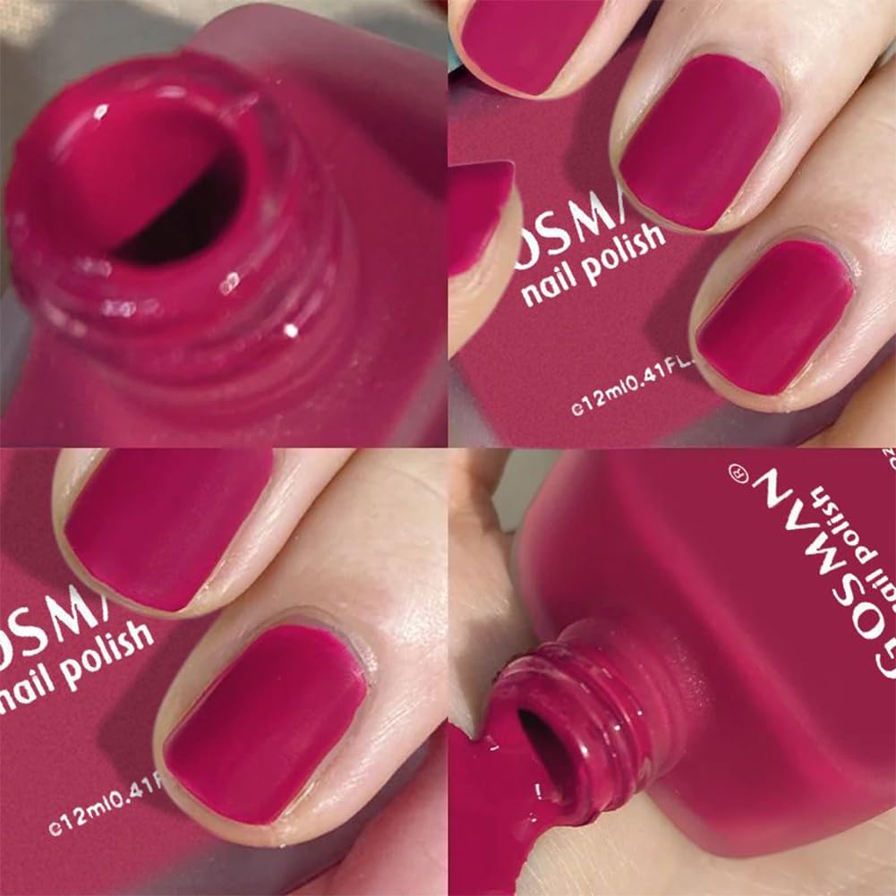 12ml Hot Pink Matte Nail Polish, Quick Dry Nail Lacquer for Nail Art Varnish, Mist Effect Matte Finish Velvet Nail Polish, 0.41 fl oz (Hot Pink, 0.41 fl oz)