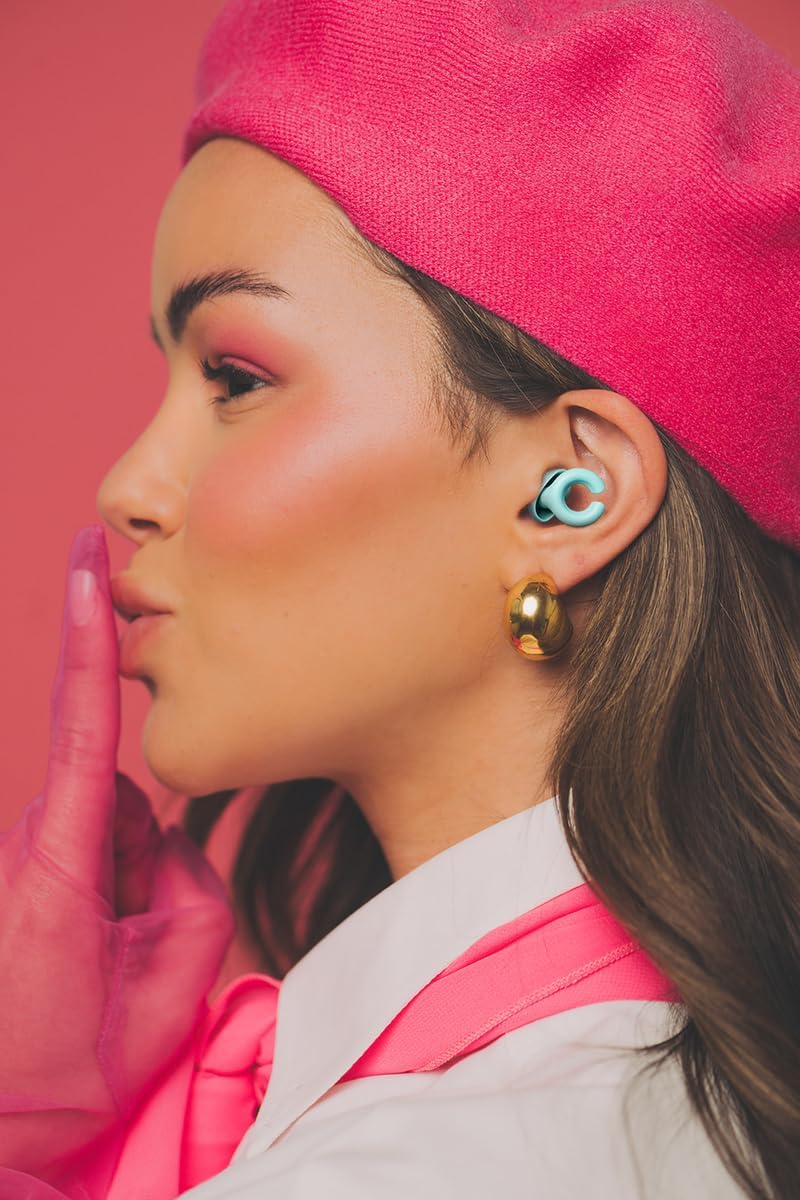 Hush Hoops Ear Plugs, Ultra-Soft Reusable Silicone Plugs with Horseshoe Shape for Comfort, Designed for Sleep and Sound Suppression, 17dB (NRR) Noise Reduction Rating, Teal, 1 Pair with Travel Case