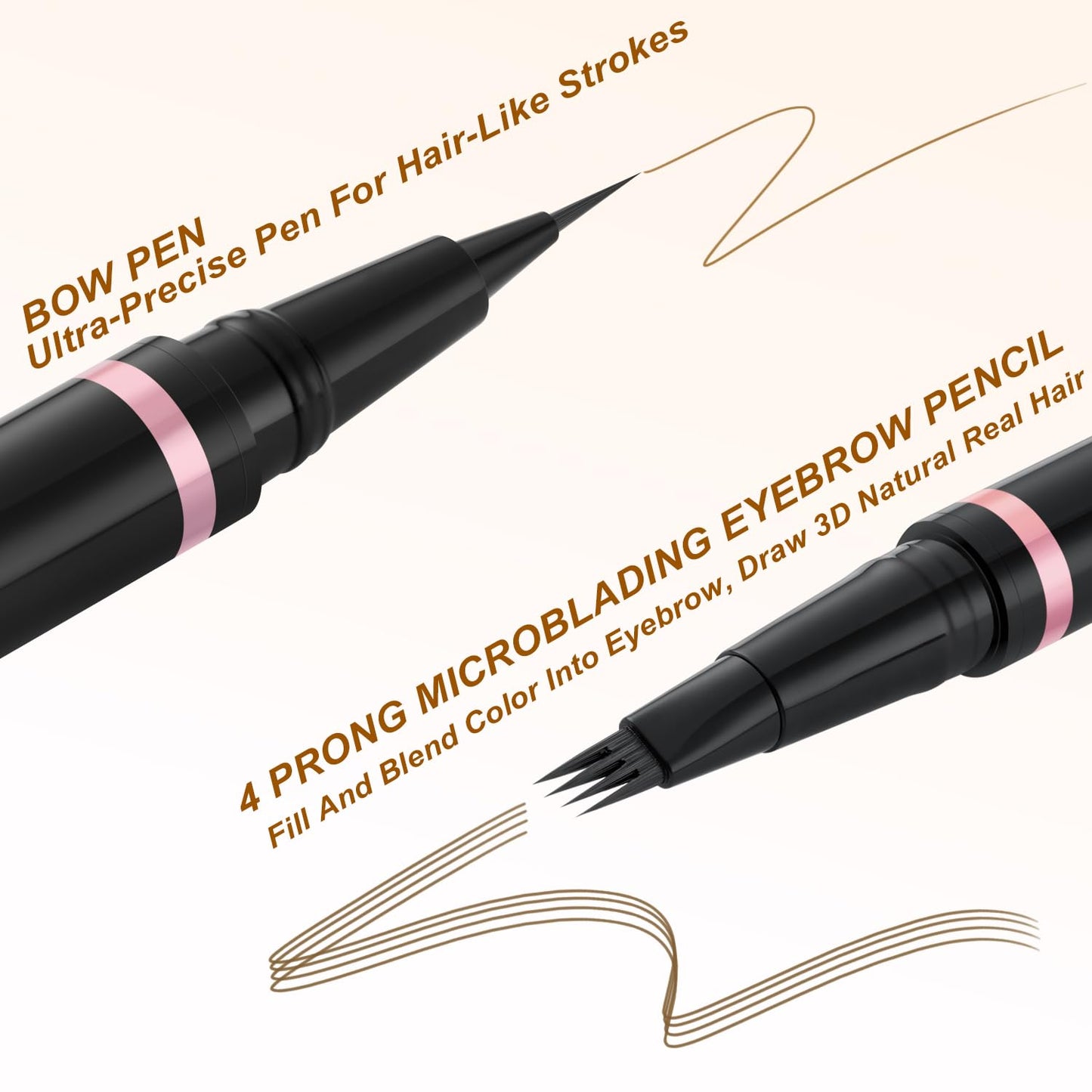 Eyebrow Pencil,2-in-1 Waterproof Eyebrow Pen with 4 Tip Brow Pen and Ultra-Precise Brow Pencil,with Dual-ended Eyebrow Brush,Eyebrow Makeup for Natural Looking Eyebrows - Auburn