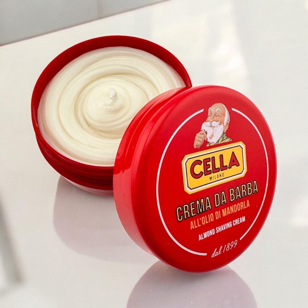 Cella Milano Classic Italian Almond Shaving Cream – Premium Tallow-Based Wet Shave Cream/Soap for Men - Rich Moisturizing Lather - A favorite of European Barbershops for 125 Years (5.2 oz / 150g)