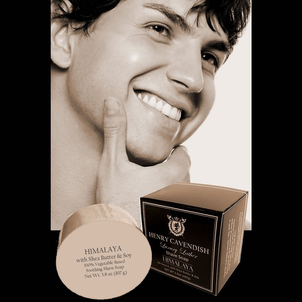Henry Cavendish Himalaya Shaving Soap with Shea Butter & Coconut Oil. Long Lasting 4 oz Puck Refill. Mens Shave Soap. All Natural. Rich Lather, Smooth Comfortable Shave. For Ladies and Gentlemen.