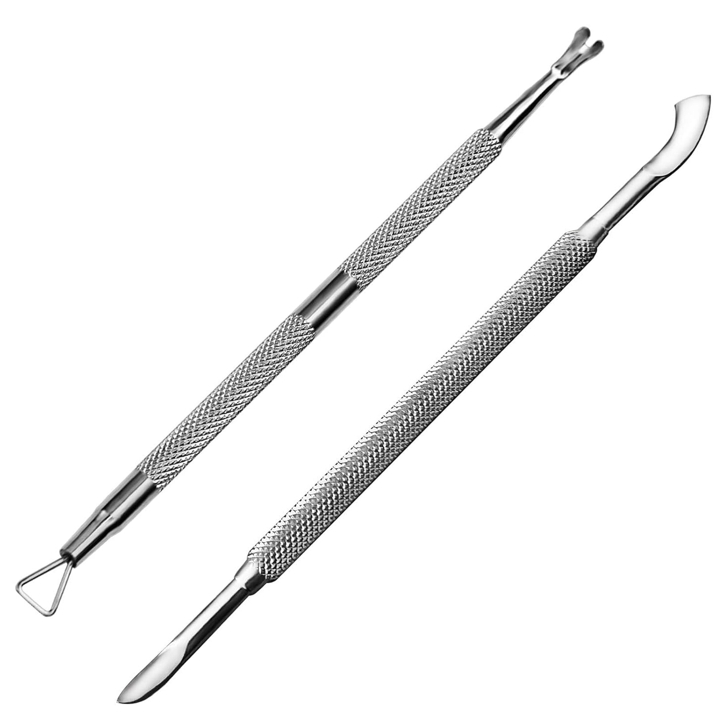 Premium Stainless Steel Manicure Tools 2-Piece Set, Upgraded Cuticle Pusher & Nail Lifter, Cuticle Trimmer & Gel Nail Polish Remove Tool, Home & Salon, For Women