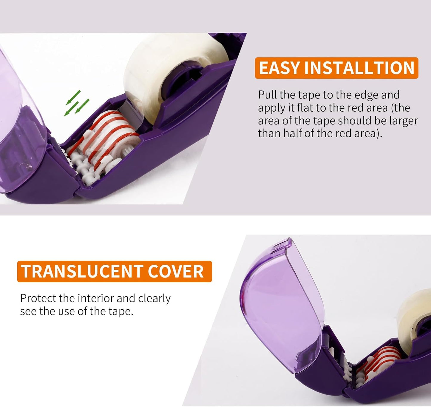 Eagle Automatic Tape Dispenser, Tape Gun, Single Handheld Design, Free 1 Roll of 0.5 Inch (12 mm) and 1 Roll of 0.75 Inch (19 mm) Tapes (Purple)