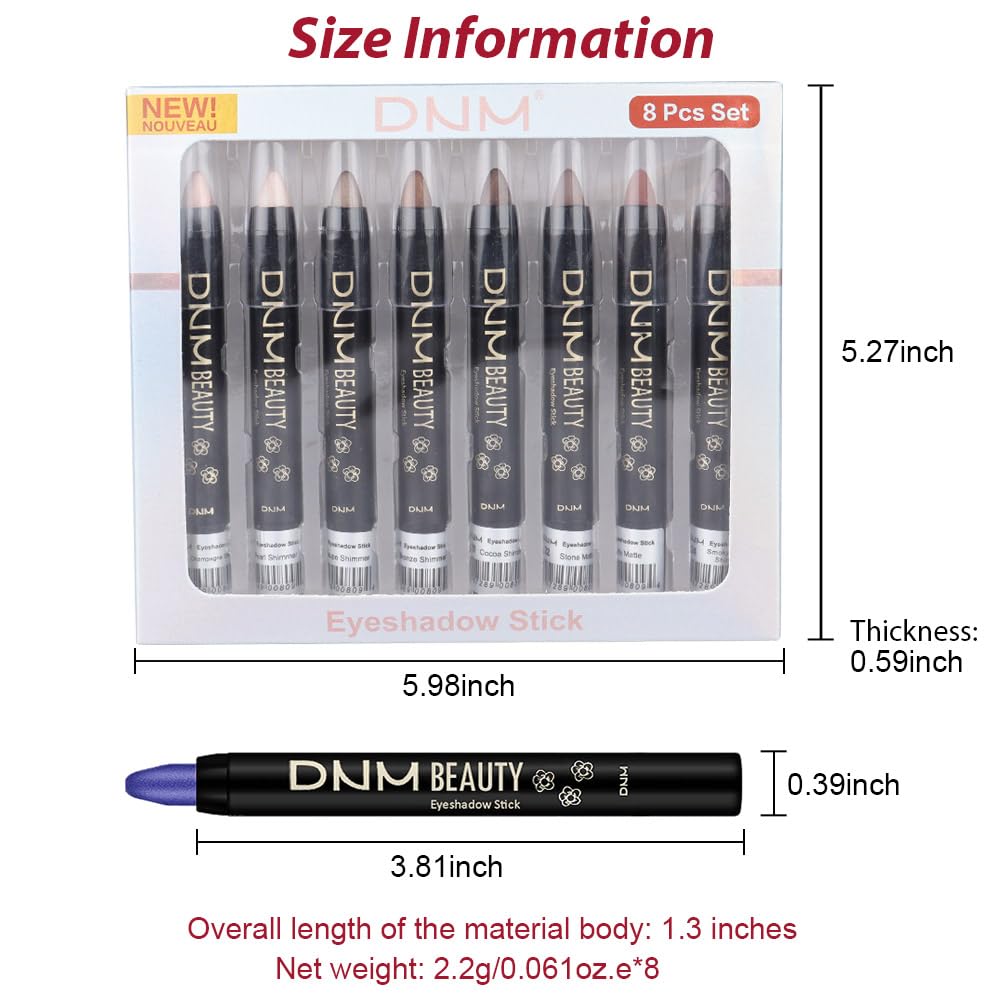 Kaely 8Pcs Cream Eyeshadow Stick Set, Sand Orchid Rose Desert Ginger Caramel Midnight Blue Blue, Matte Shimmer Eyeliner Pencil Eye Shadow Sticks Palette Makeup for Older Women, sombras para ojos 04