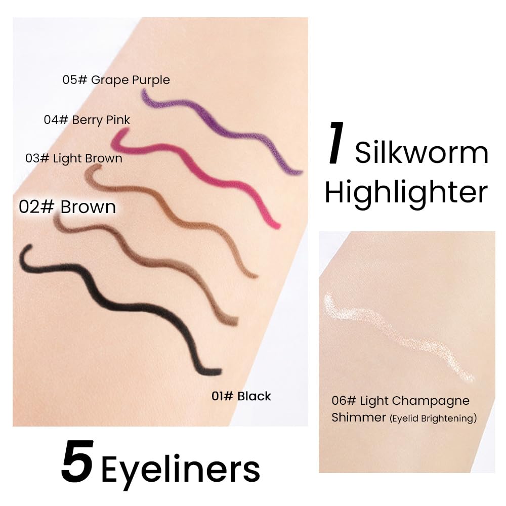 Kaely 1.5mm Skinny Gel Eyeliner Pencil,Brown Cat Eye Liner Makeup Pen,Cream Smooth Eyeliner Crayon,delineador de ojos contra el agua,Waterproof Long Lasting 16 Hour Wear,Vegan & Cruelty Free,02