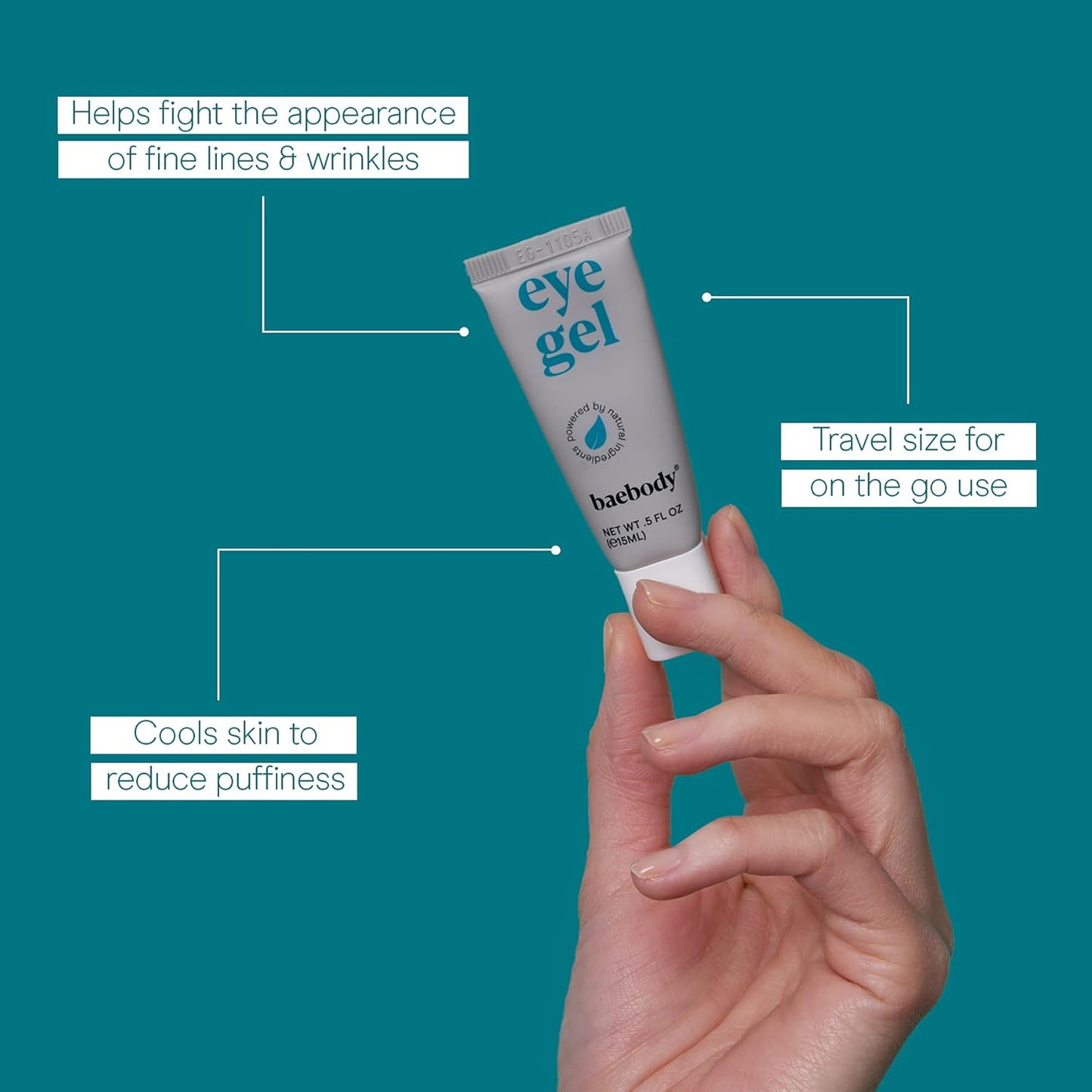 Baebody Critically Acclaimed Travel Size Eye Gel, Under Eye Cream for Dark Circles and Puffiness, with Peptide Complex & Soothing Aloe, 0.5 Fl Oz