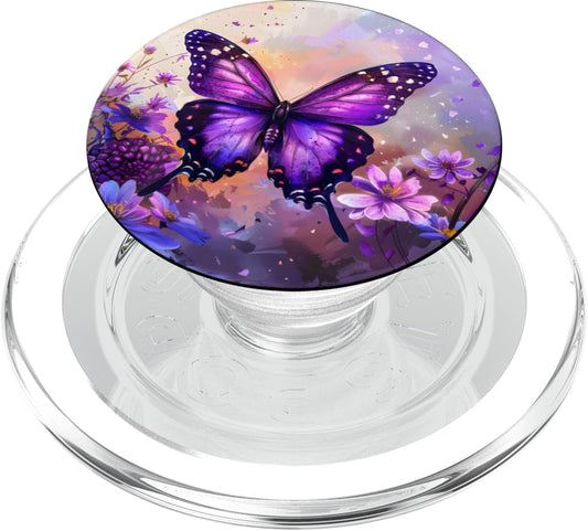 Dreamy Purple Butterflies PopSockets PopGrip for MagSafe