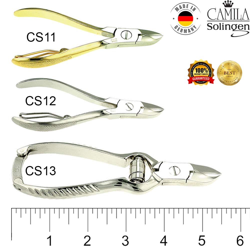 CS11 Professional 4" Fingernail Toenail Nipper/Clipper/Cutter for Manicure/Pedicure. Heavy Duty Precision Super Sharp Curved Stainless Steel 15mm Blade from Solingen Germany (Gold)