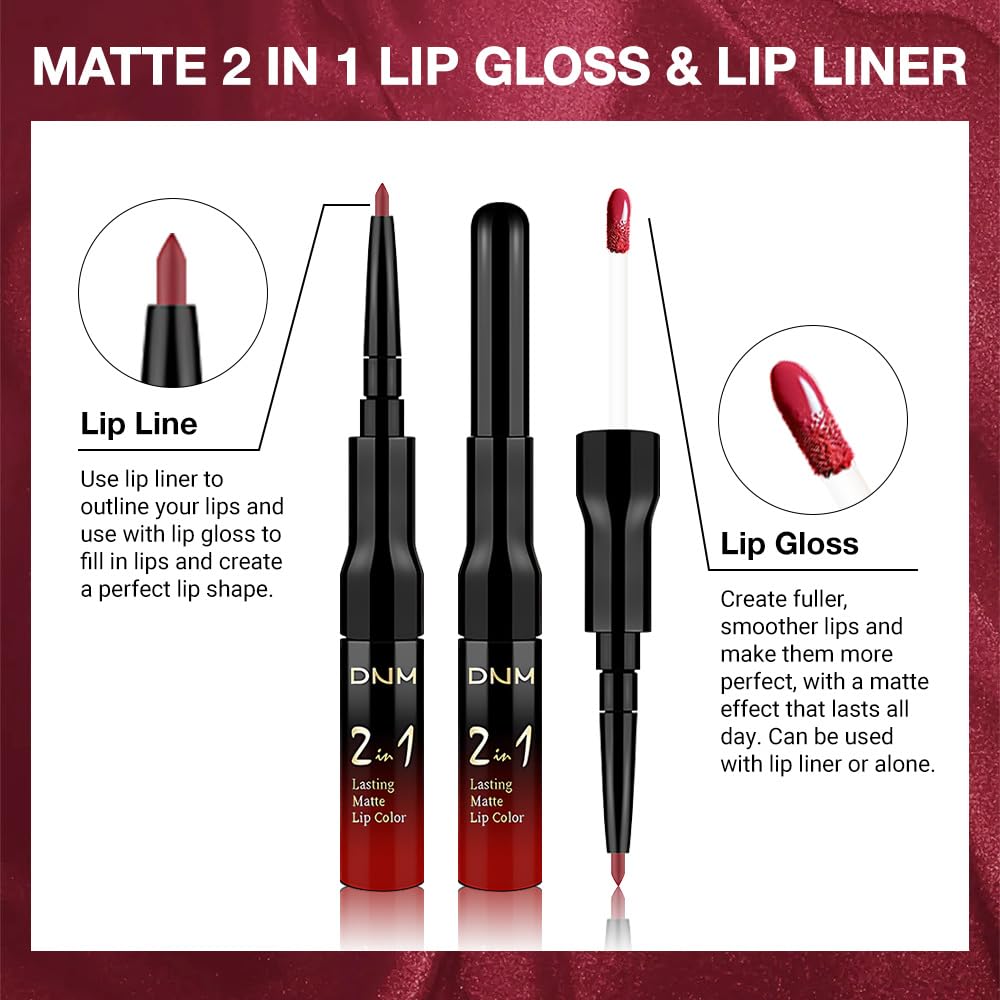 evpct 1Pcs Bright Fire Ruby Red Matte Lip Liner and Liquid Lipstick Stain Makeup Set for women, Red Long Lasting Smudge Proof Lipstick labiales matte mate larga duracion listip 24 hours originales,13#