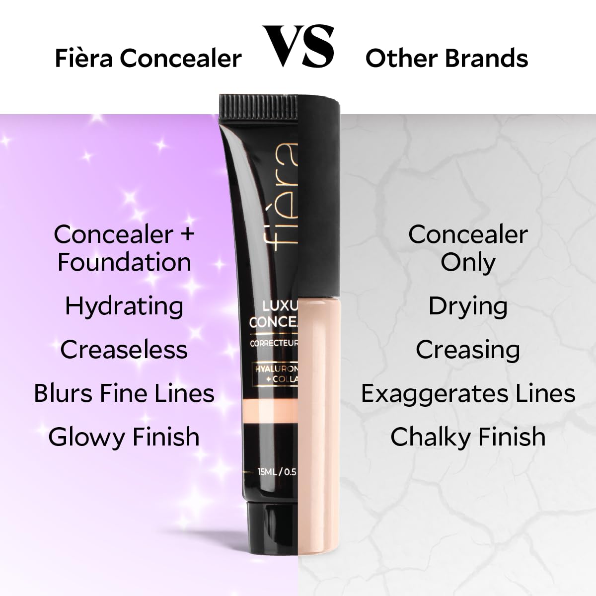 Fièra Luxury Concealer & Foundation with Anti-Aging Ingredients - Full Coverage for Dark Circles, Wrinkles, Fine Lines, and Spots, All-Day Wear For Mature Skin - Espresso, 0.5 FL. OZ. / 15 ML