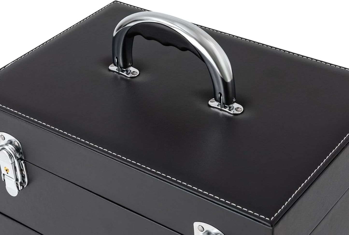 44.09lbs Lockable Makeup Train Case,Rolling Hairdressing Trolley,Beauty Salon Cosmetic Luggage with Universal Wheels for Hair Stylist,Make-up Artists (Black 6)