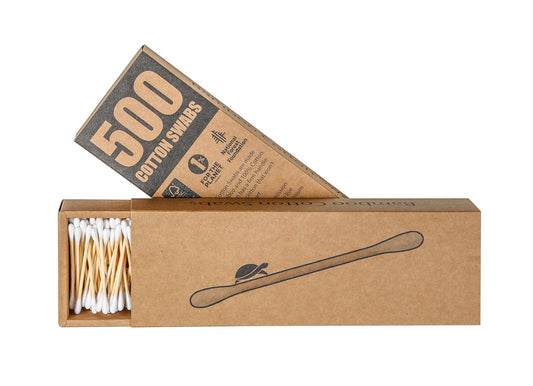 Sea Turtle Bamboo Cotton Swabs (500 Count) - Vegan, Eco Friendly, Organic, Double Tips, Plastic Free Wooden Ear Sticks, All Natural 100% Biodegradable Cotton Buds