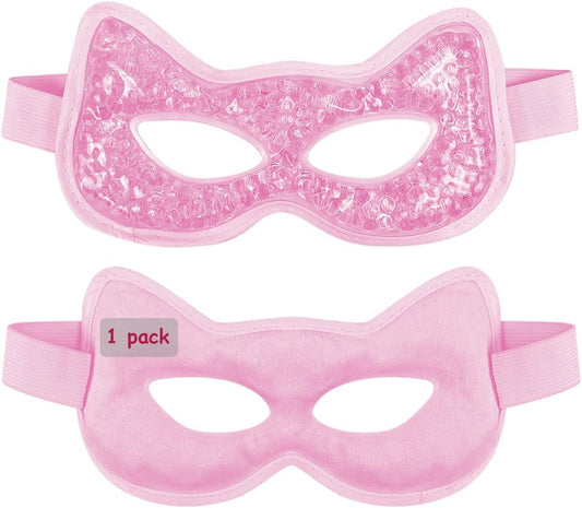 Cooling Eye Mask, Gel Eye Mask Hot Cold Use, Cold Eye Mask for Puffy Eyes, Dry Eyes, Headaches, Migraines, Sinus, Dark Circles (1 pink)