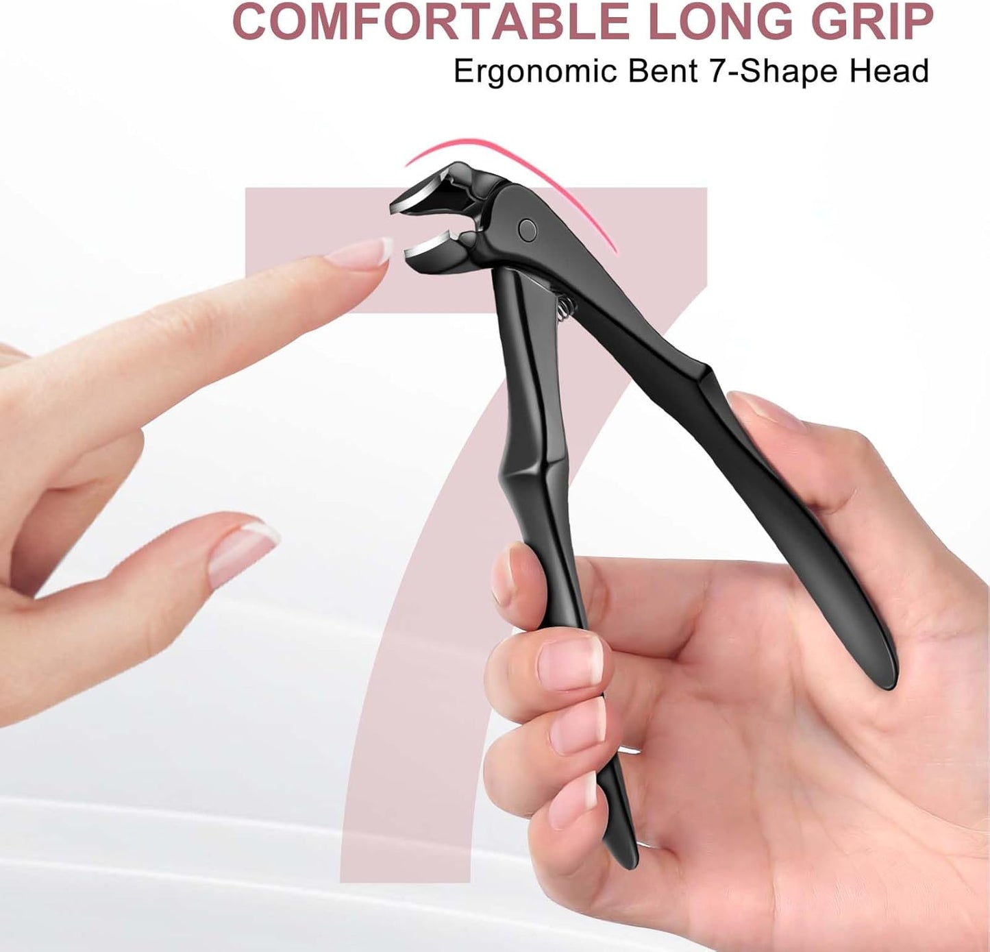Ergonomic Nail Clippers for Men, Long Handled Toenail Clippers for Thick Toenails, Large Toe Nail Clippers for Thick Nails for Seniors Men Women, Heavy Duty Sharp Fingernail Clipper, Black