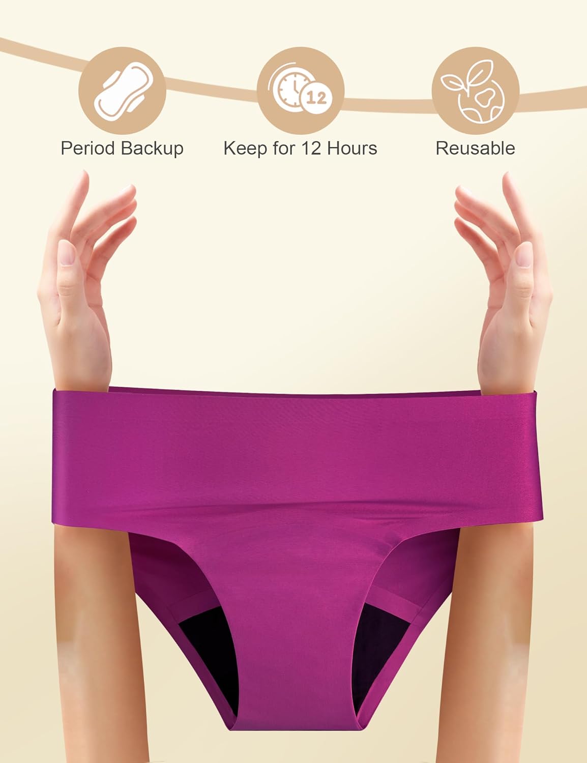 EcoPeriod Period Underwear for Women Heavy Flow, Leakproof Menstrual Underwear Seamless Period Panties, No Show Panty