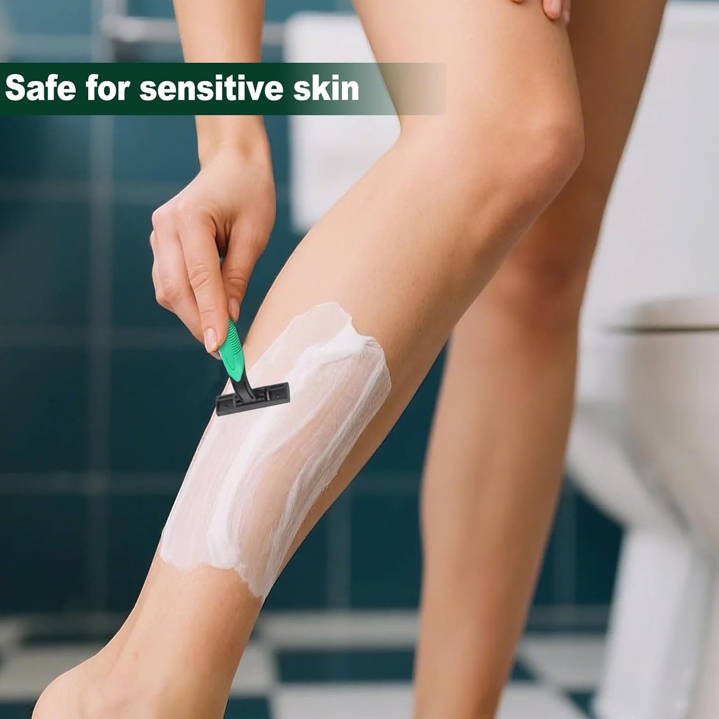 Disposable Twin Blade Razors in Bulk, Individually Wrapped - Clear Safety Cap, For Homeless, Hotel, Airbnb, Travel (pack of 100,green)