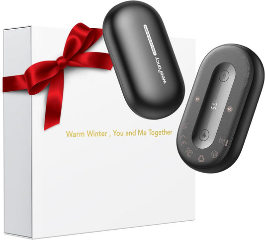 Hand Warmers Rechargeable 2 Pack, Magnetic Alloy Handwarmer 7000 mAh Reusable, Instant Heating UP to 131°F, 15 Hours Long Lasting Palm Pocket Heater, Gifts Packing for Christmas,Hunting,Camping,Golf