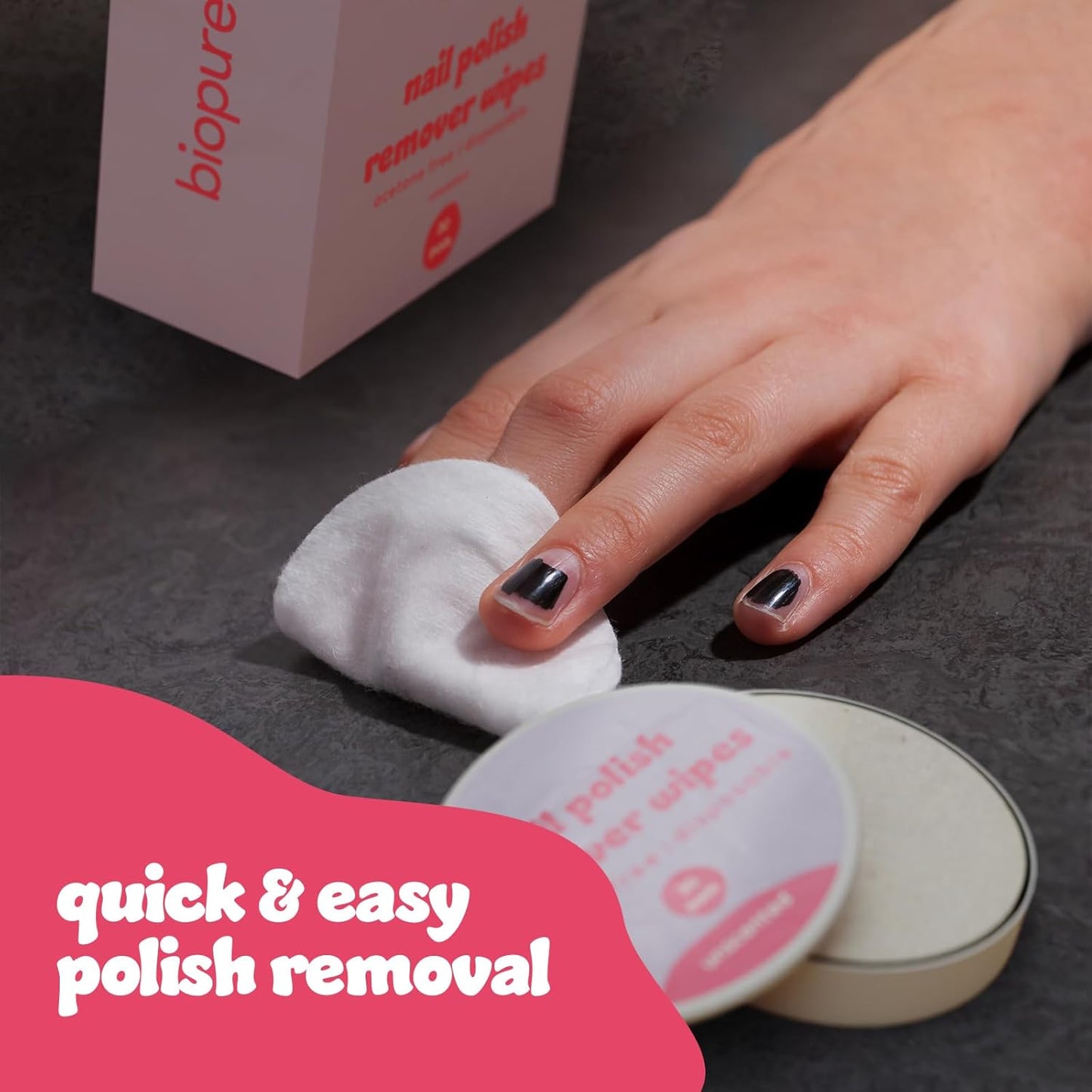 Biopure Nail Polish Remover Wipes Acetone-Free & Non-Toxic – Quick & Easy Nail Polish Removal, Travel-Friendly Disposable Pads w/Sealable Jar (720 Count, Unscented) Bulk Pack