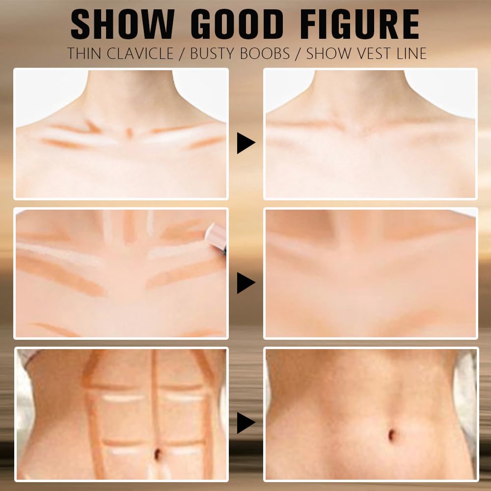 evpct Nude & Light Beige Cream Contour Stick Face Body Makeup Dual Ended, no Transfer Waterproof 2 in 1 Cream Concealer Stick Contouring Makeup, Nose Contour Bronzer Sticks Face Highlighter Make up