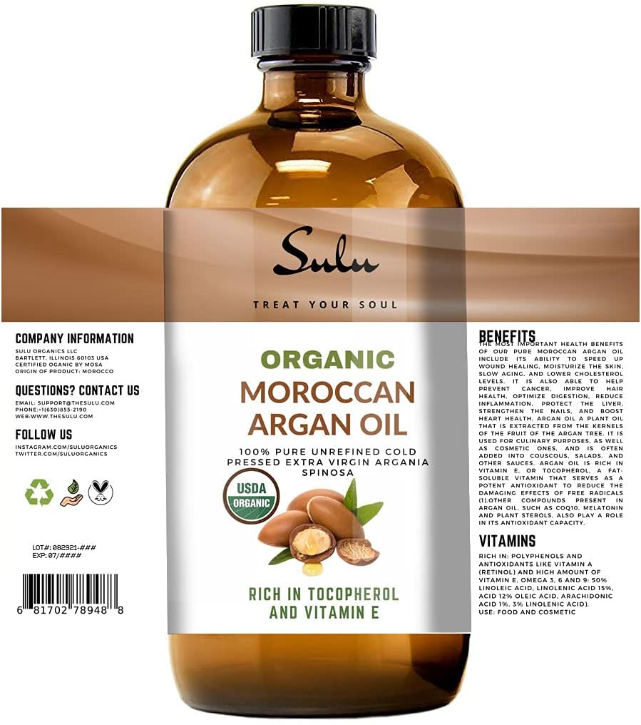100% Pure Organic Cold Pressed Unrefined Virgin Moroccan Organ Oil (4 oz)