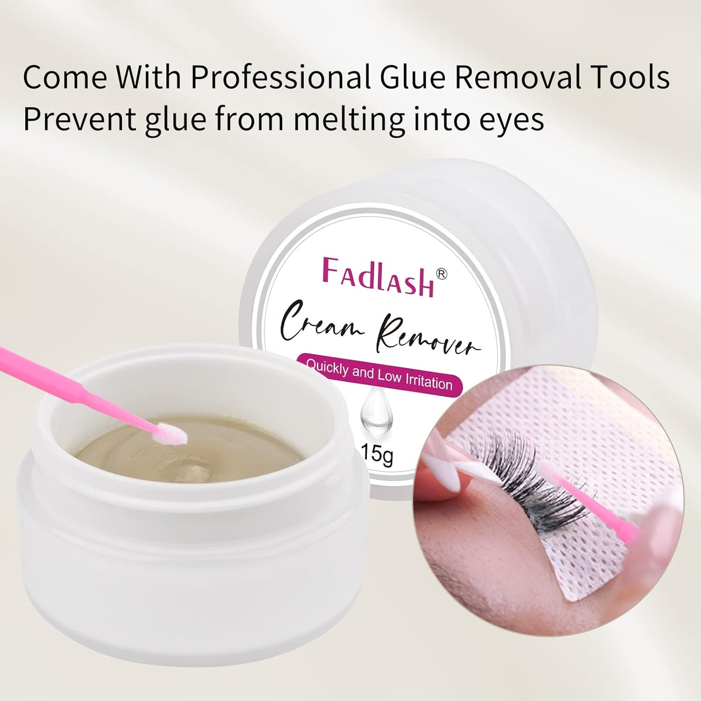 Eyelash Extension Remover 15g Cream Lash Extension Remover Professional Fast and Gentle Lash Remover for Lash Extensions Eyelash Glue for Salon by FADLASH (Tasteless)