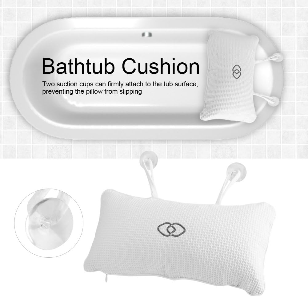 Inflatable Bath Pillows for Tub, Non-Slip Bathtub Spa Pillow Bath Cushion with Suction Cups Head Neck Support, Bathing Accessories