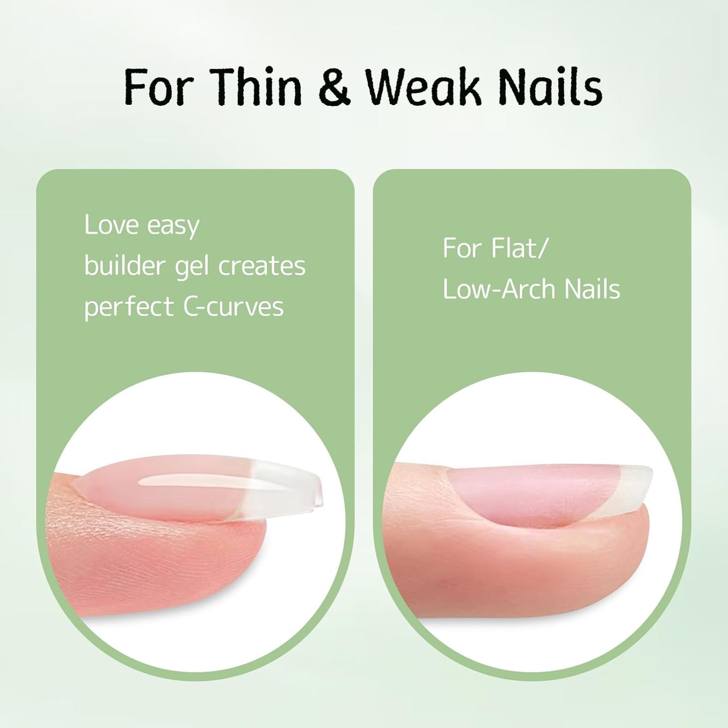 Builder Gel for Nails, 2 Pack Crystal Clear Soft Polish Fast Self-leveling Apex Strength Thickness Enhancement Building Thin Weak Nail, Beginners Home DIY Salon Manicure (U V Light Needed)