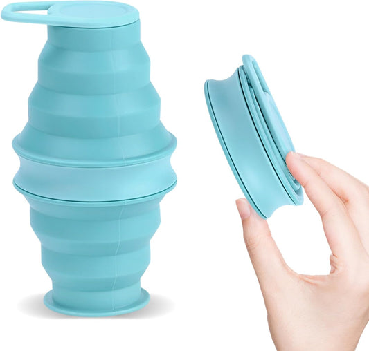 17oz Collapsible Water Bottle,Reuseable BPA Free Silicone Foldable Water Bottles for Outdoor, Travel Gym Hiking,Backpacking Portable & Leakproof,Portable Leak Proof Sports Water Bottle (B)