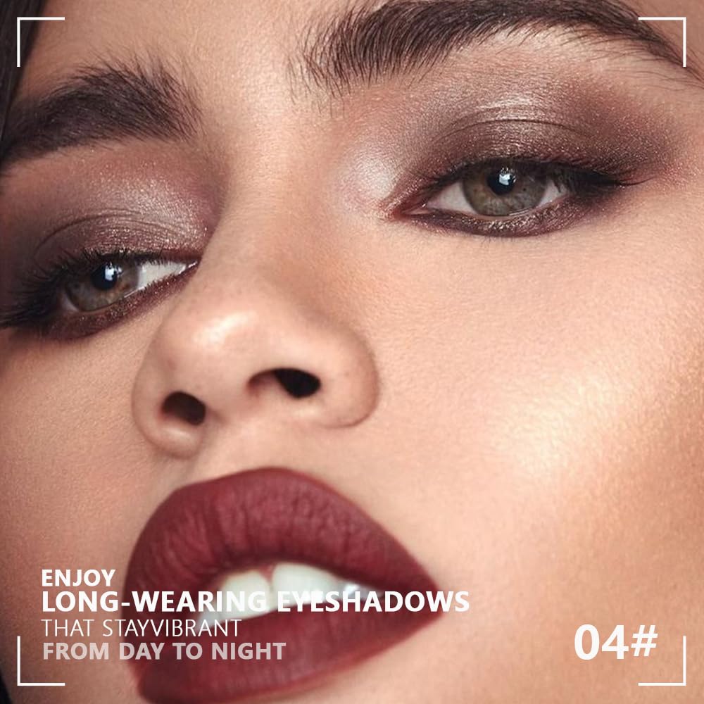 4 Colors Dark Brown Gold Silver Black Eye Shadow Powder Palette Makeup, Neutral Matte Shimmer Cream Quads Eyeshadow Palette for Women Highly Pigmented Waterproof, paleta de sombras de ojos 04