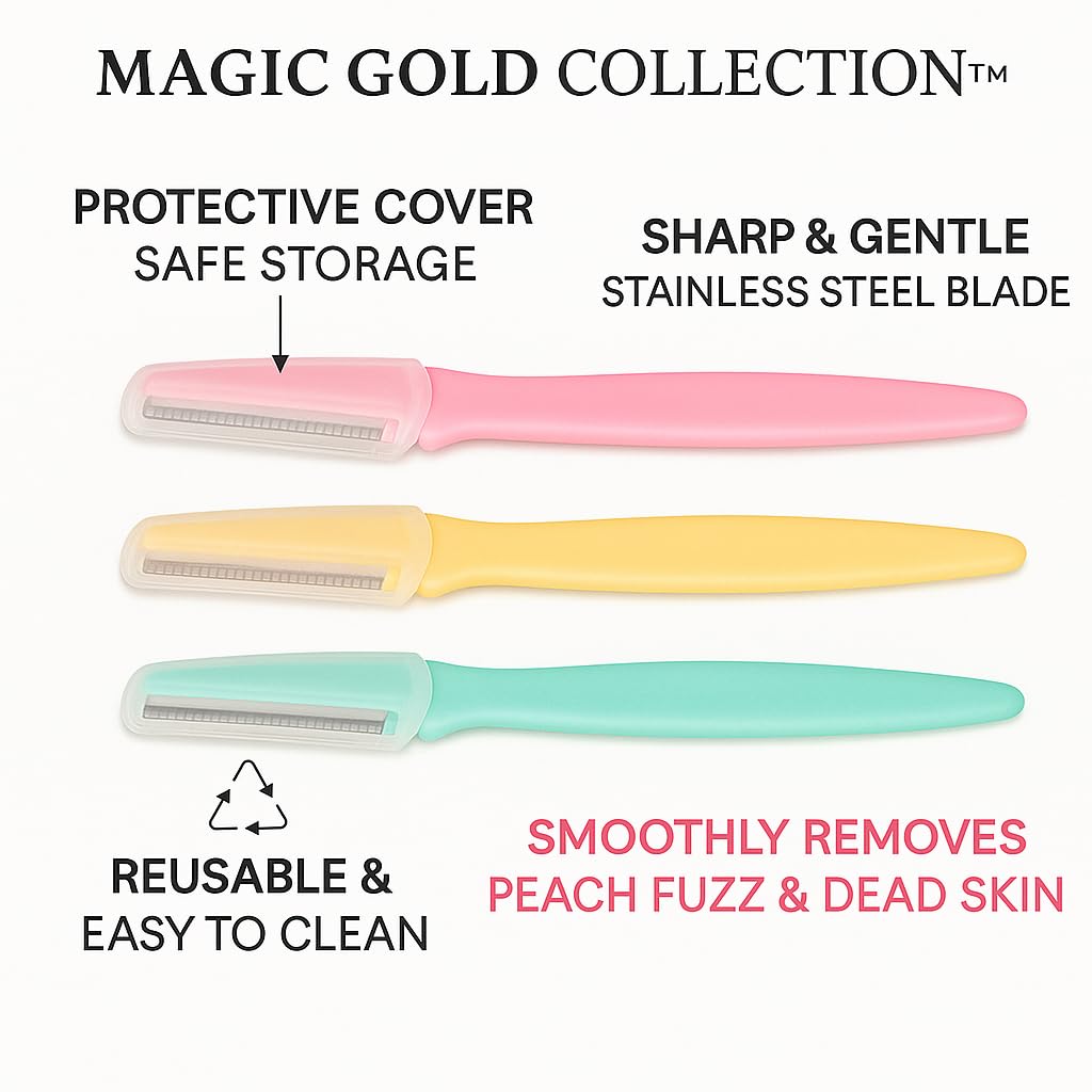 Dermaplane Razor for Women Face – Eyebrow Razor & Facial Hair Remover with Protective Cover – Reusable Dermaplane Facial Razor for Smooth, Flawless Skin