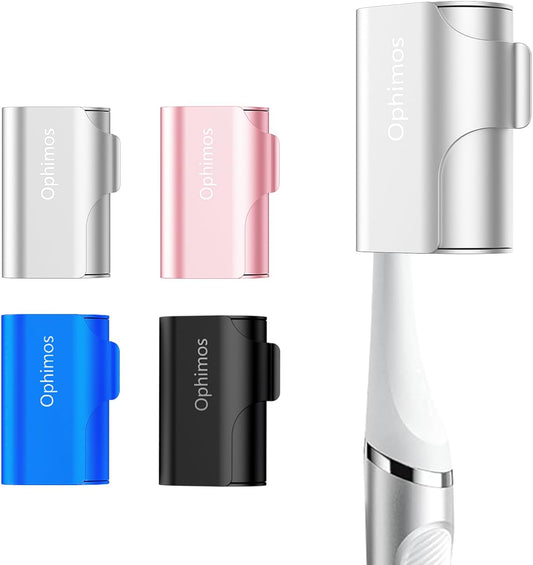 4 Count Aluminum Alloy Toothbrush Cover Caps for Family, Travel Toothbrush Covers Long-lasting Toothbrush Head Caps for Most Electric/Manual Brushes,Silver-Pink-Blue-Black