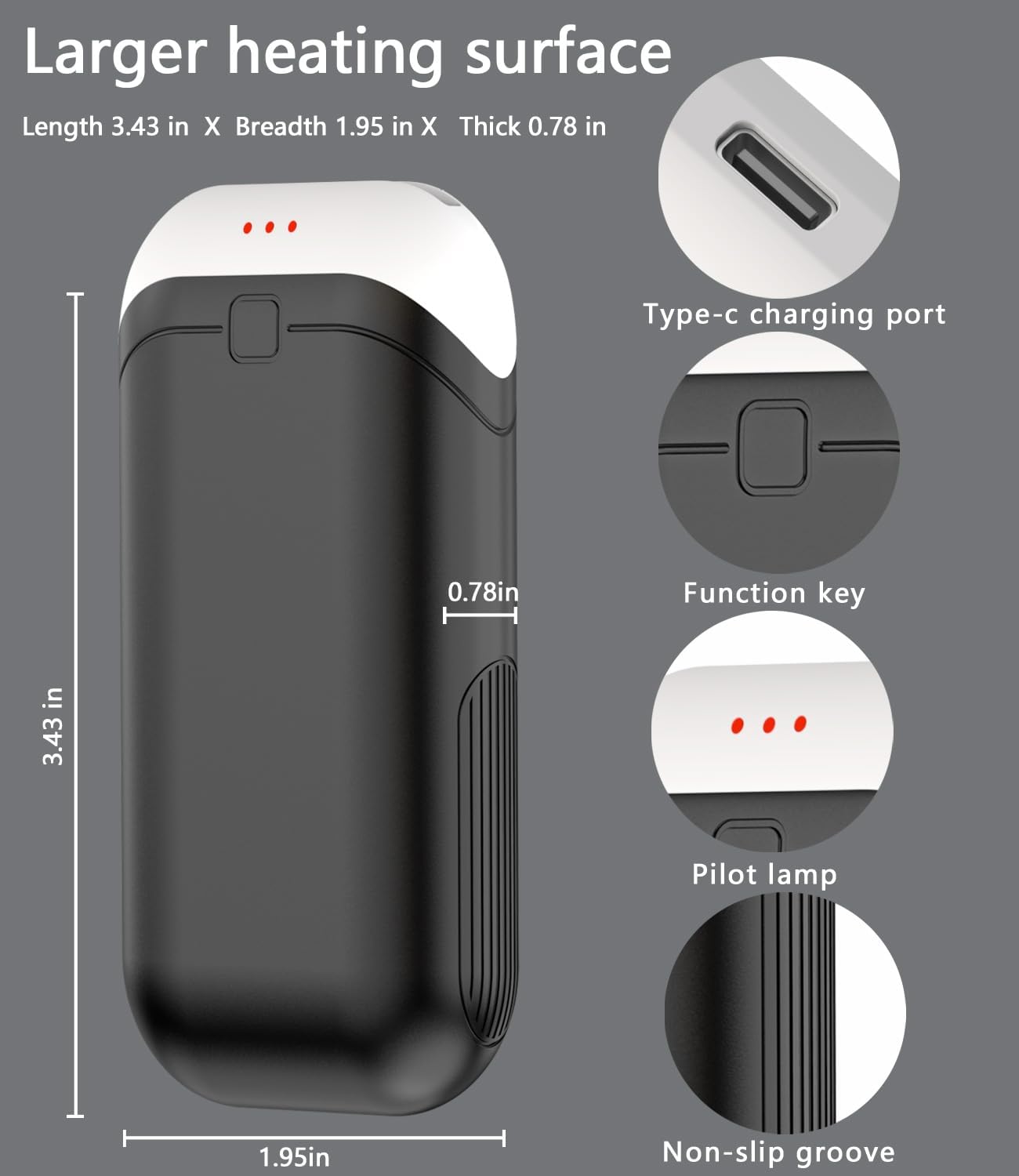 Hand Warmers Rechargeable [Double-Sided Heating] [Equipped with Heat-conducting Silicone][Shockproof] Suitable Skiing for Golf Hunting Hiking Outdoor Camping