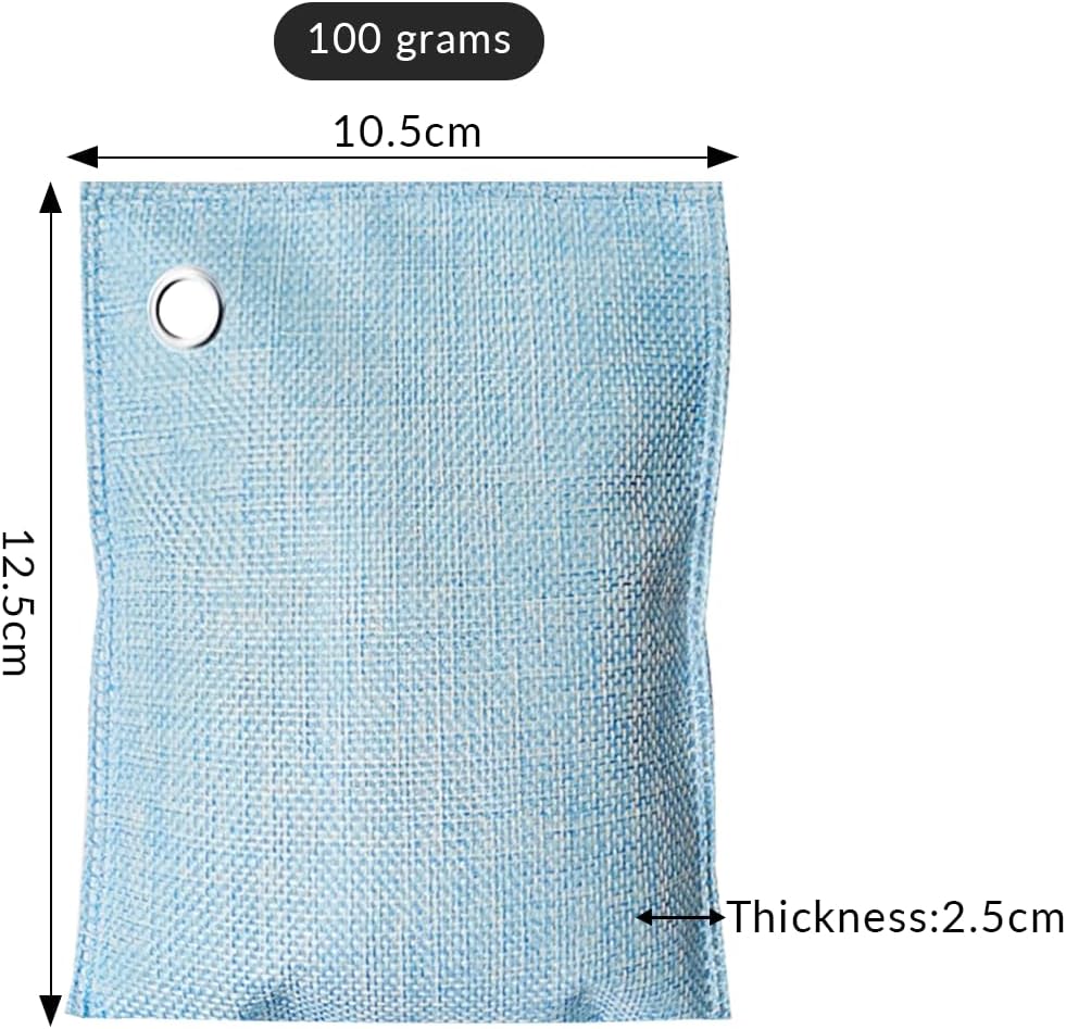 4 Pack charcoal odor absorber,Bamboo Charcoals Air Purifying Bag Charcoals Deodorizer Eliminator for Strong Odors in Car, Closet, Shoe, Basement (100G*4 Pack Light Blue, Unscented)