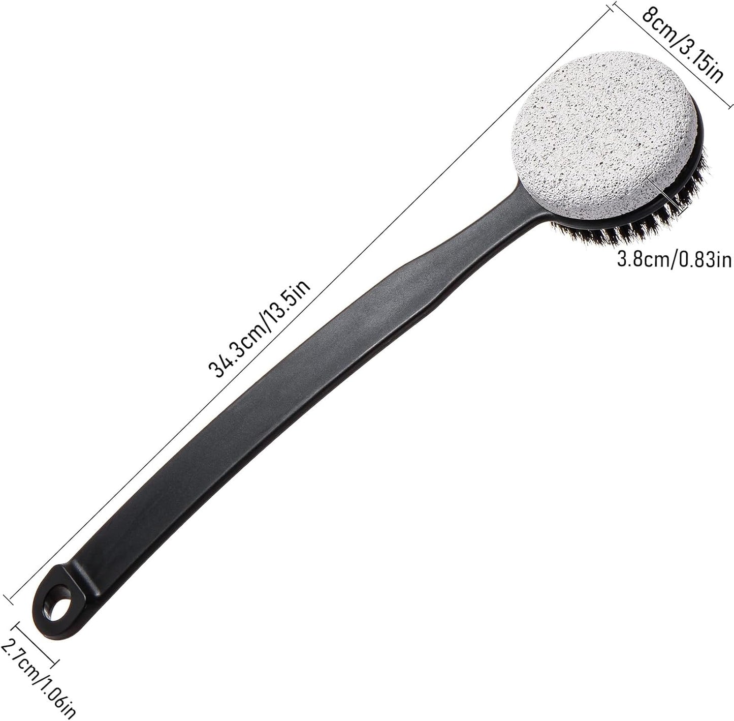 Pumice Stone for Feet with Long Handle (Double-Faced Curved Handle,Black, Count, 2.0)