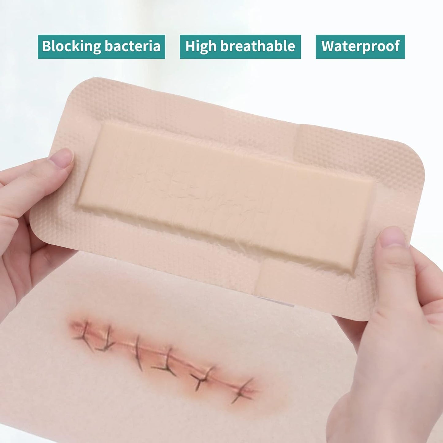 Dimora Silicone Foam Dressing with Border Adhesive 4"x8" Waterproof Wound Dressing Bandage for Wound Care 5 Pack