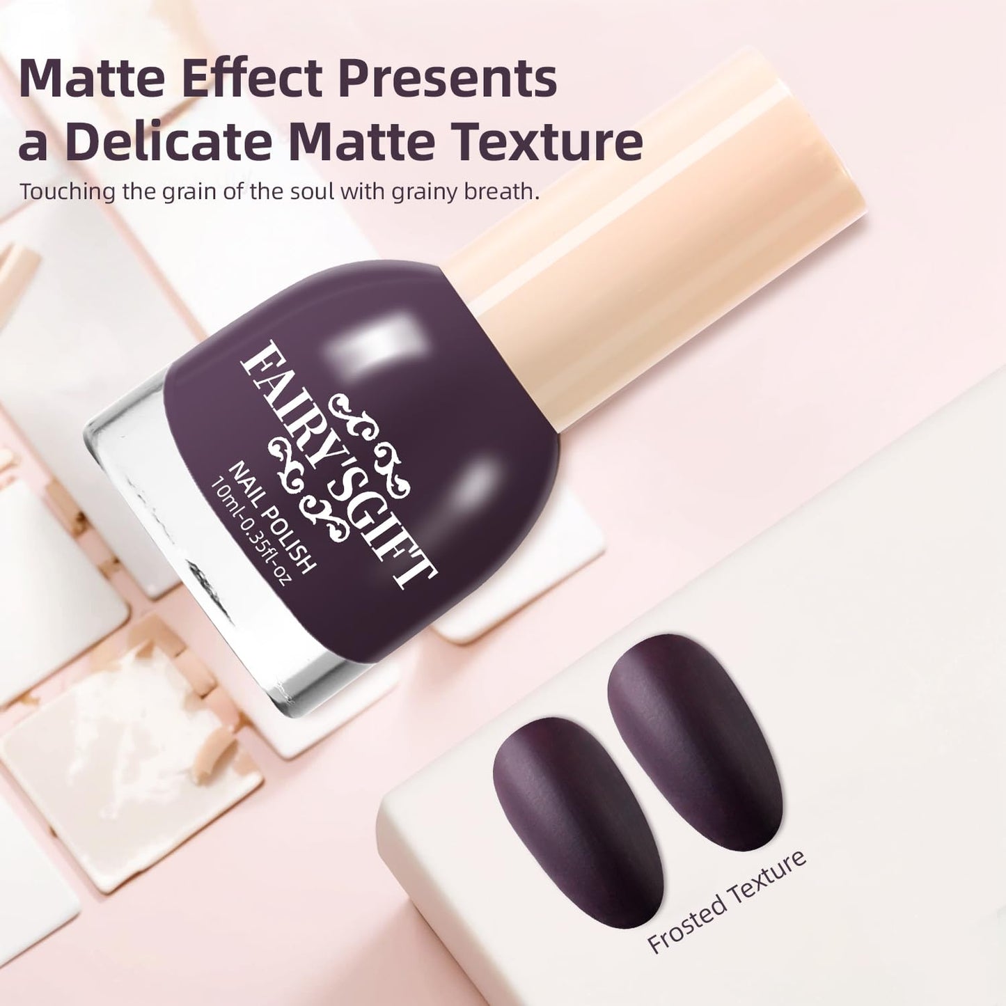 Matte Nail Polish Quick Dry Nail Lacquer for Nail Art Varnish, Mist Effect Matte Finish Velvet Nail Polish, 0.35 fl oz (Chocolate-21, 10 ML)