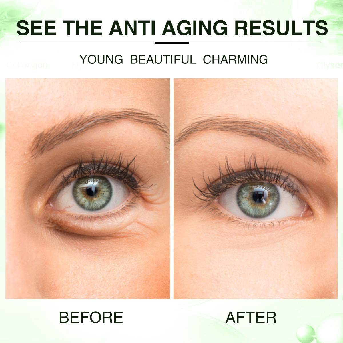 Collagen Eye Gel Pads, Green Tea Under Eye Patches, Firming Eye Mask, 30 Pairs Collagen Eye for Eye Moisturizing, Dark Circles, Wrinkles, Fine Lines, Under Eye Bags