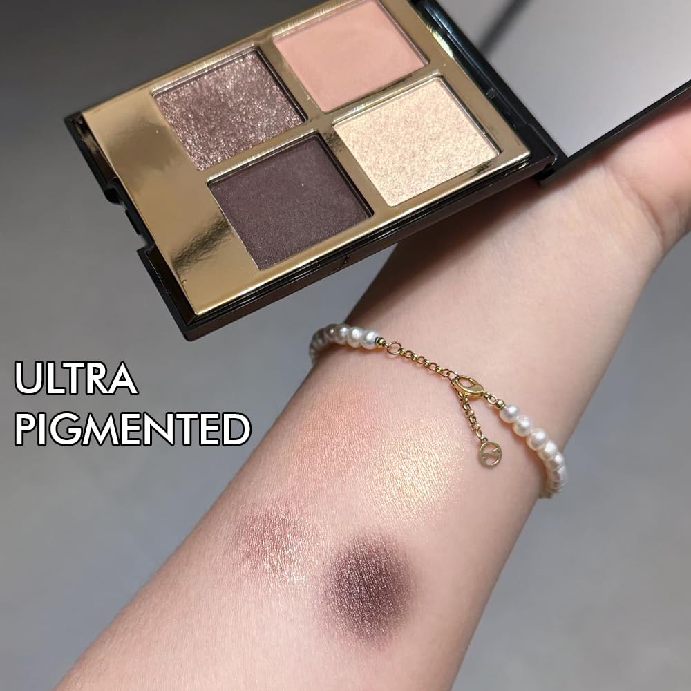 4 Colors Eyeshadow Makeup Palette,Nude Rose Gold Natural Neutral Nude Eye Shadow Palette with Mirror,Long Lasting Naturing-Looking,Waterproof,Travel Size