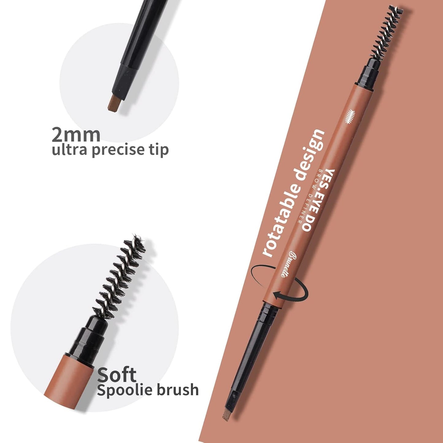 Gray Eyebrow Pencil for Older Women, Dual-ended Grey Eyebrow Pencil Waterproof with Brush Spoolie, Automatic Eye Brow Makeup Pen for Precise Defination, Long lasting and Smudgeproof,Grey, YES.EYE DO