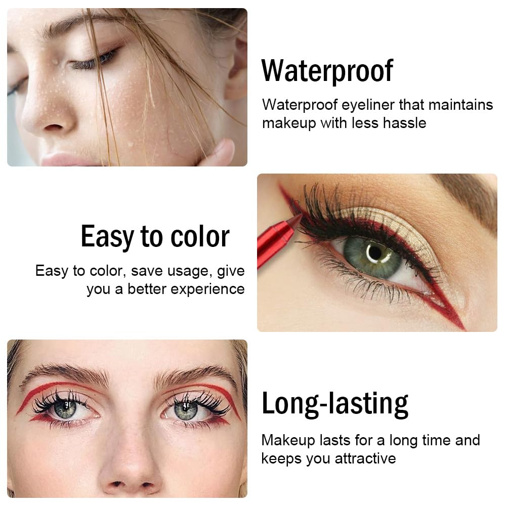 Kaely Gel Eyeliner Pencil for Women, Brick Red Eye Liner Waterproof Smudge Proof with Sharpener, Waterline Eye Makeup Liners, delineador de ojos contra el agua, Vegan & Cruelty-Free, 14