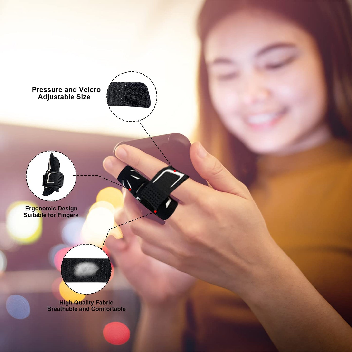 Finger Splint Finger Support Adjustable Elastic Compression Finger Sleeves Finger Brace Relieve Joint Pain Finger Guard Sport Finger Protector for Basketball Volleyball Tennis Baseball - M